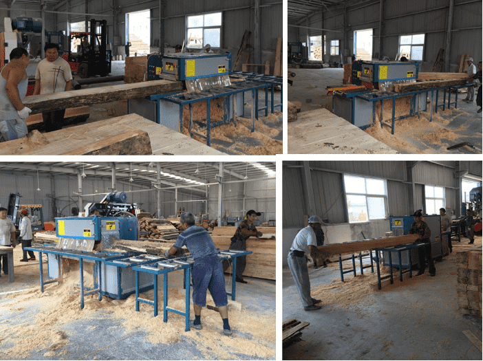 正啟機械方木多片鋸150型無限寬安徽蕪湖客戶現(xiàn)場